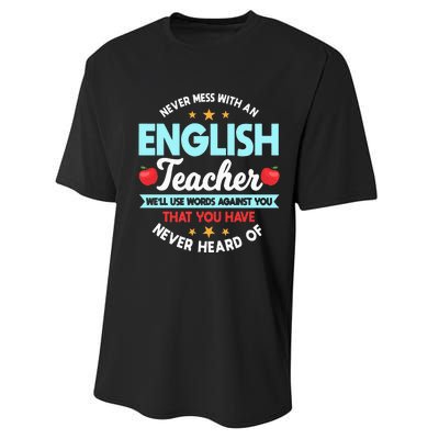 English Teacher Grammarians Professors Grammar Police Performance Sprint T-Shirt