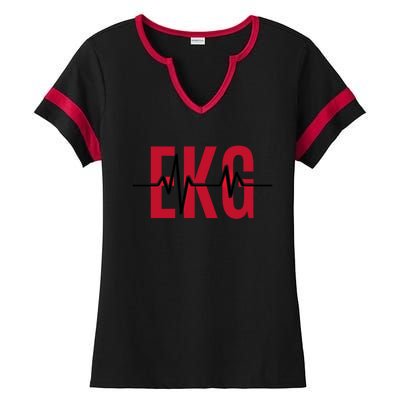 Ekg Technician Heartbeat Nurse Heart Funny Cardiology Cute Gift Ladies Halftime Notch Neck Tee