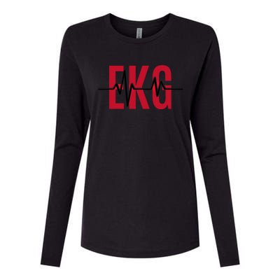 Ekg Technician Heartbeat Nurse Heart Funny Cardiology Cute Gift Womens Cotton Relaxed Long Sleeve T-Shirt