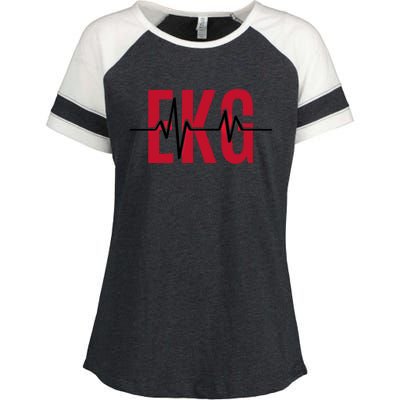 Ekg Technician Heartbeat Nurse Heart Funny Cardiology Cute Gift Enza Ladies Jersey Colorblock Tee