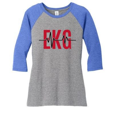 Ekg Technician Heartbeat Nurse Heart Funny Cardiology Cute Gift Women's Tri-Blend 3/4-Sleeve Raglan Shirt