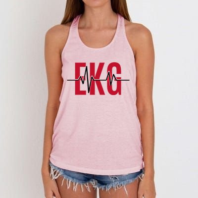 Ekg Technician Heartbeat Nurse Heart Funny Cardiology Cute Gift Women's Knotted Racerback Tank