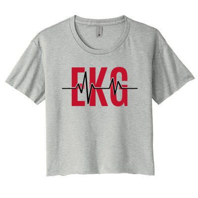 Ekg Technician Heartbeat Nurse Heart Funny Cardiology Cute Gift Women's Crop Top Tee