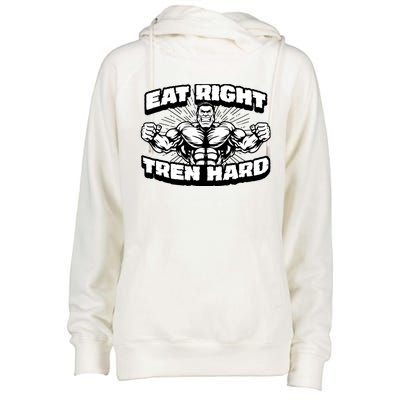 Eat-Right Tren Hard - Anabolic Steroid Gym Bodybuilding Womens Funnel Neck Pullover Hood