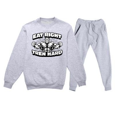 Eat-Right Tren Hard - Anabolic Steroid Gym Bodybuilding Premium Crewneck Sweatsuit Set