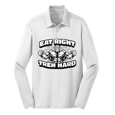 Eat-Right Tren Hard - Anabolic Steroid Gym Bodybuilding Silk Touch Performance Long Sleeve Polo