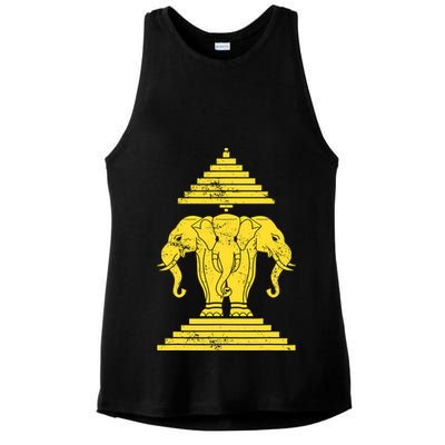 Erawan Three Headed Elephant Kingdom Of Laos Ladies PosiCharge Tri-Blend Wicking Tank
