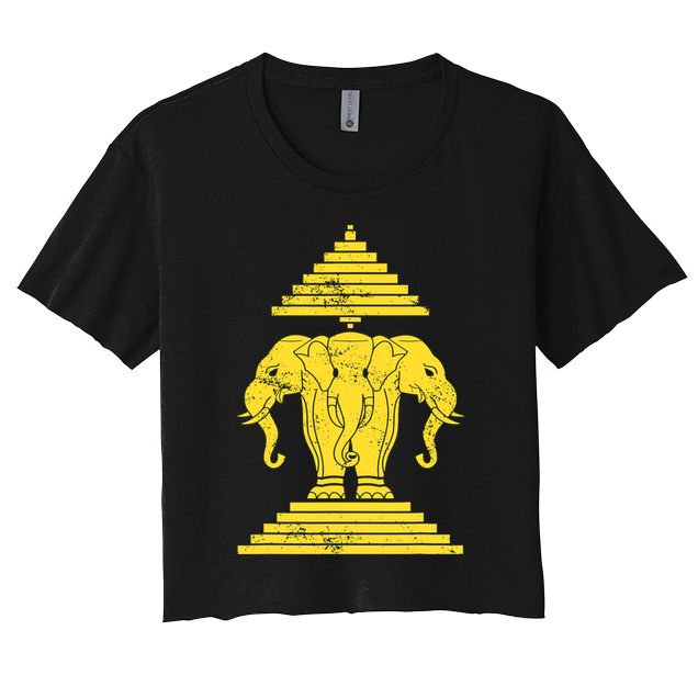 Erawan Three Headed Elephant Kingdom Of Laos Crop Top