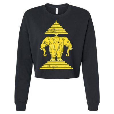 Erawan Three Headed Elephant Kingdom Of Laos Cropped Pullover Crew