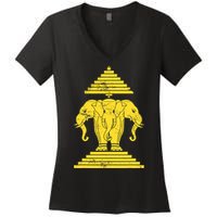 Erawan Three Headed Elephant Kingdom Of Laos Women's V-Neck T-Shirt