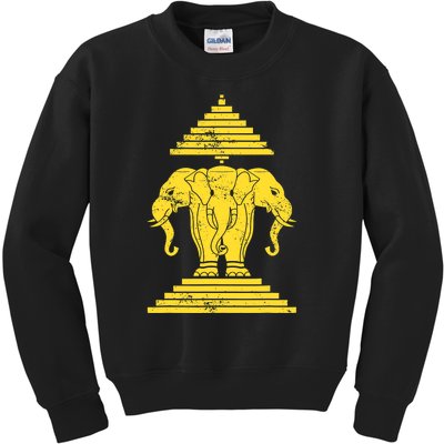 Erawan Three Headed Elephant Kingdom Of Laos Kids Sweatshirt