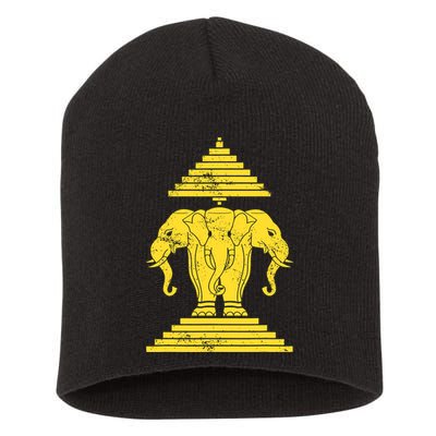Erawan Three Headed Elephant Kingdom Of Laos Short Acrylic Beanie