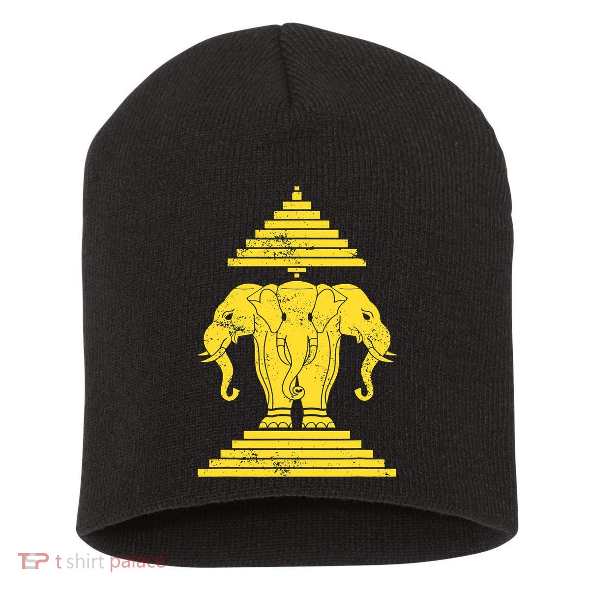 Erawan Three Headed Elephant Kingdom Of Laos Short Acrylic Beanie