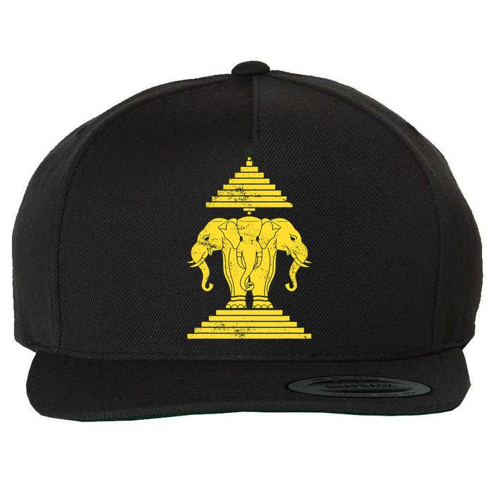 Erawan Three Headed Elephant Kingdom Of Laos Wool Snapback Cap