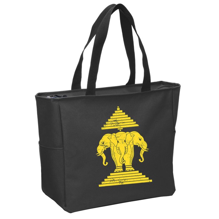 Erawan Three Headed Elephant Kingdom Of Laos Zip Tote Bag