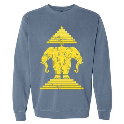 Erawan Three Headed Elephant Kingdom Of Laos Garment-Dyed Sweatshirt