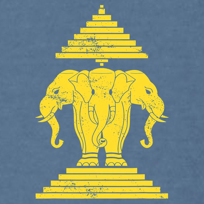 Erawan Three Headed Elephant Kingdom Of Laos Garment-Dyed Sweatshirt