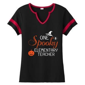 Elementary Teacher Halloween Funny Spooky Gift Ladies Halftime Notch Neck Tee