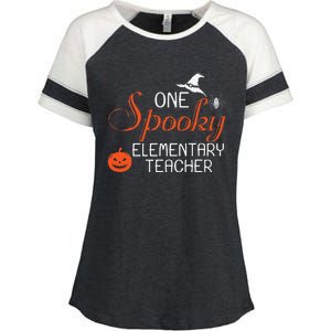 Elementary Teacher Halloween Funny Spooky Gift Enza Ladies Jersey Colorblock Tee