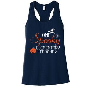 Elementary Teacher Halloween Funny Spooky Gift Women's Racerback Tank