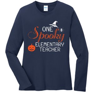 Elementary Teacher Halloween Funny Spooky Gift Ladies Long Sleeve Shirt