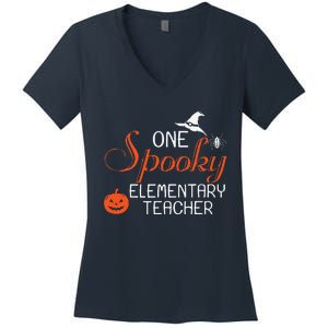 Elementary Teacher Halloween Funny Spooky Gift Women's V-Neck T-Shirt