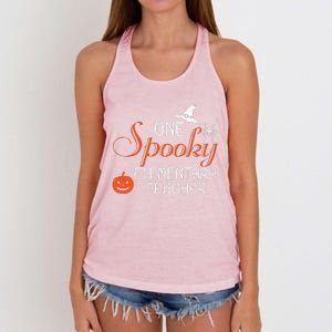 Elementary Teacher Halloween Funny Spooky Gift Women's Knotted Racerback Tank