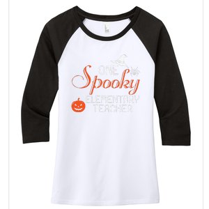 Elementary Teacher Halloween Funny Spooky Gift Women's Tri-Blend 3/4-Sleeve Raglan Shirt