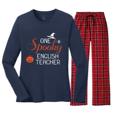 English Teacher Halloween Funny Spooky Gift Women's Long Sleeve Flannel Pajama Set 