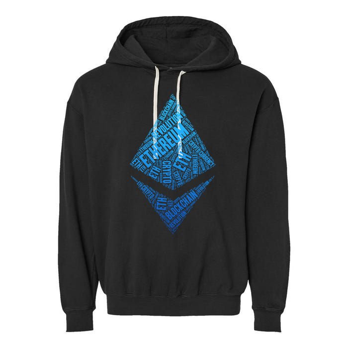 Ethereum Block Chain Revolution Crypto World Cloud Garment-Dyed Fleece Hoodie