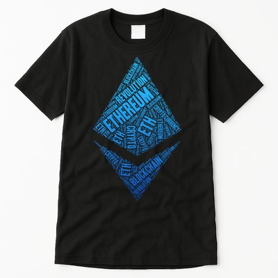 Ethereum Block Chain Revolution Crypto World Cloud Tall T-Shirt