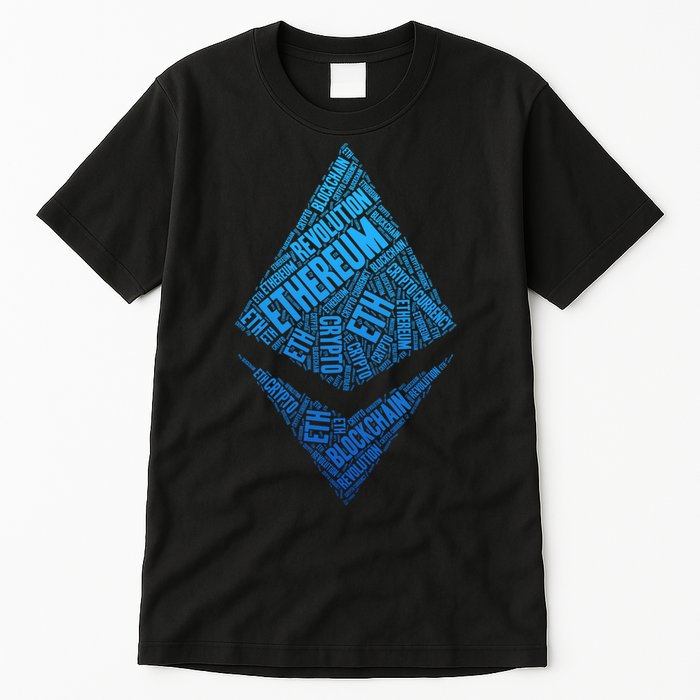 Ethereum Block Chain Revolution Crypto World Cloud Tall T-Shirt