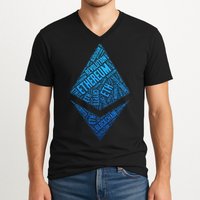 Ethereum Block Chain Revolution Crypto World Cloud V-Neck T-Shirt