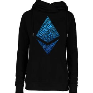 Ethereum Block Chain Revolution Crypto World Cloud Womens Funnel Neck Pullover Hood