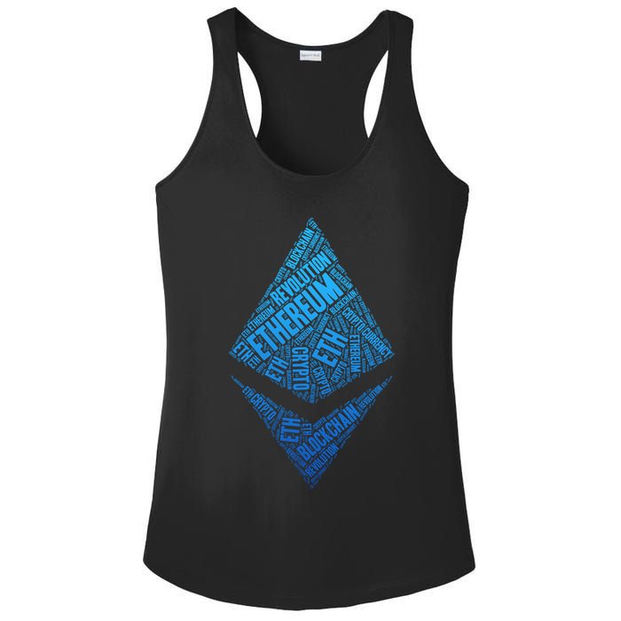 Ethereum Block Chain Revolution Crypto World Cloud Ladies PosiCharge Competitor Racerback Tank