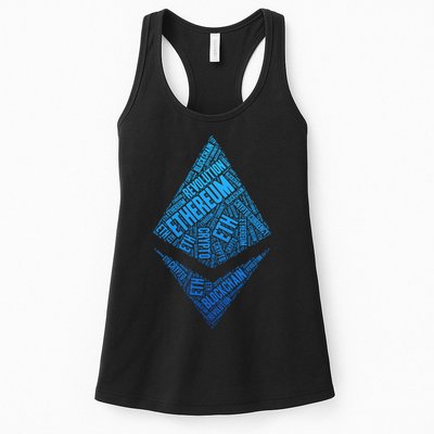 Ethereum Block Chain Revolution Crypto World Cloud Womens Tank Top
