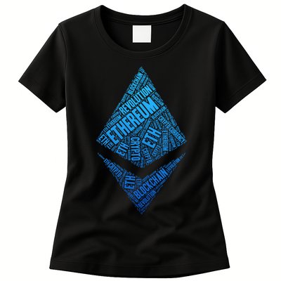 Ethereum Block Chain Revolution Crypto World Cloud Womens T-Shirt