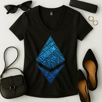 Ethereum Block Chain Revolution Crypto World Cloud Women's V-Neck T-Shirt