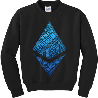 Ethereum Block Chain Revolution Crypto World Cloud Kids Sweatshirt