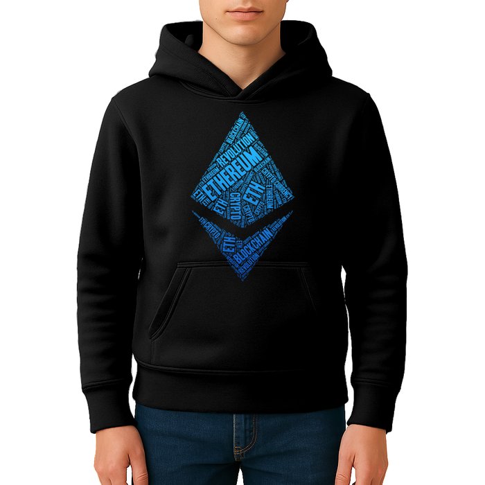 Ethereum Block Chain Revolution Crypto World Cloud Kids Hoodie