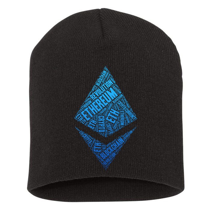 Ethereum Block Chain Revolution Crypto World Cloud Short Acrylic Beanie