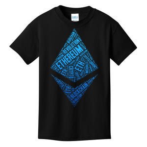 Ethereum Block Chain Revolution Crypto World Cloud Kids T-Shirt