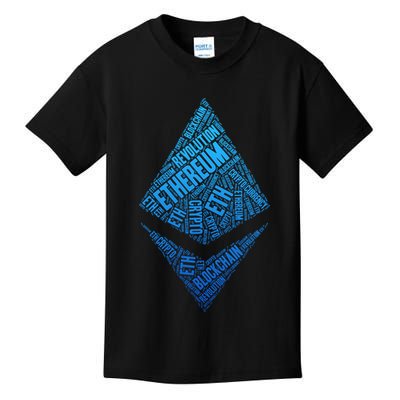 Ethereum Block Chain Revolution Crypto World Cloud Kids T-Shirt