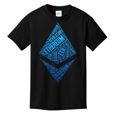 Ethereum Block Chain Revolution Crypto World Cloud Kids T-Shirt