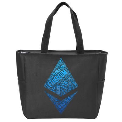 Ethereum Block Chain Revolution Crypto World Cloud Zip Tote Bag