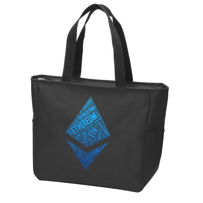 Ethereum Block Chain Revolution Crypto World Cloud Zip Tote Bag