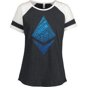 Ethereum Block Chain Revolution Crypto World Cloud Enza Ladies Jersey Colorblock Tee