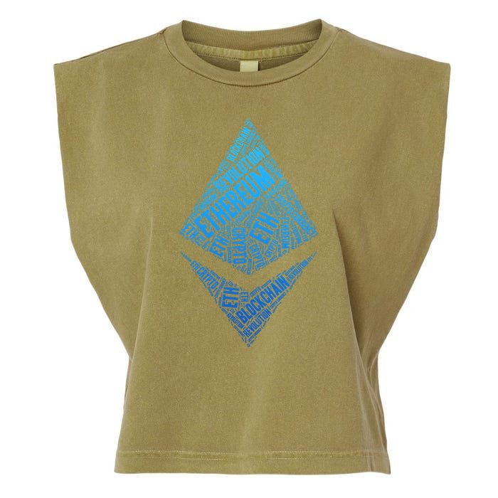 Ethereum Block Chain Revolution Crypto World Cloud Garment-Dyed Women's Muscle Tee