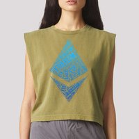 Ethereum Block Chain Revolution Crypto World Cloud Garment-Dyed Women's Muscle Tee