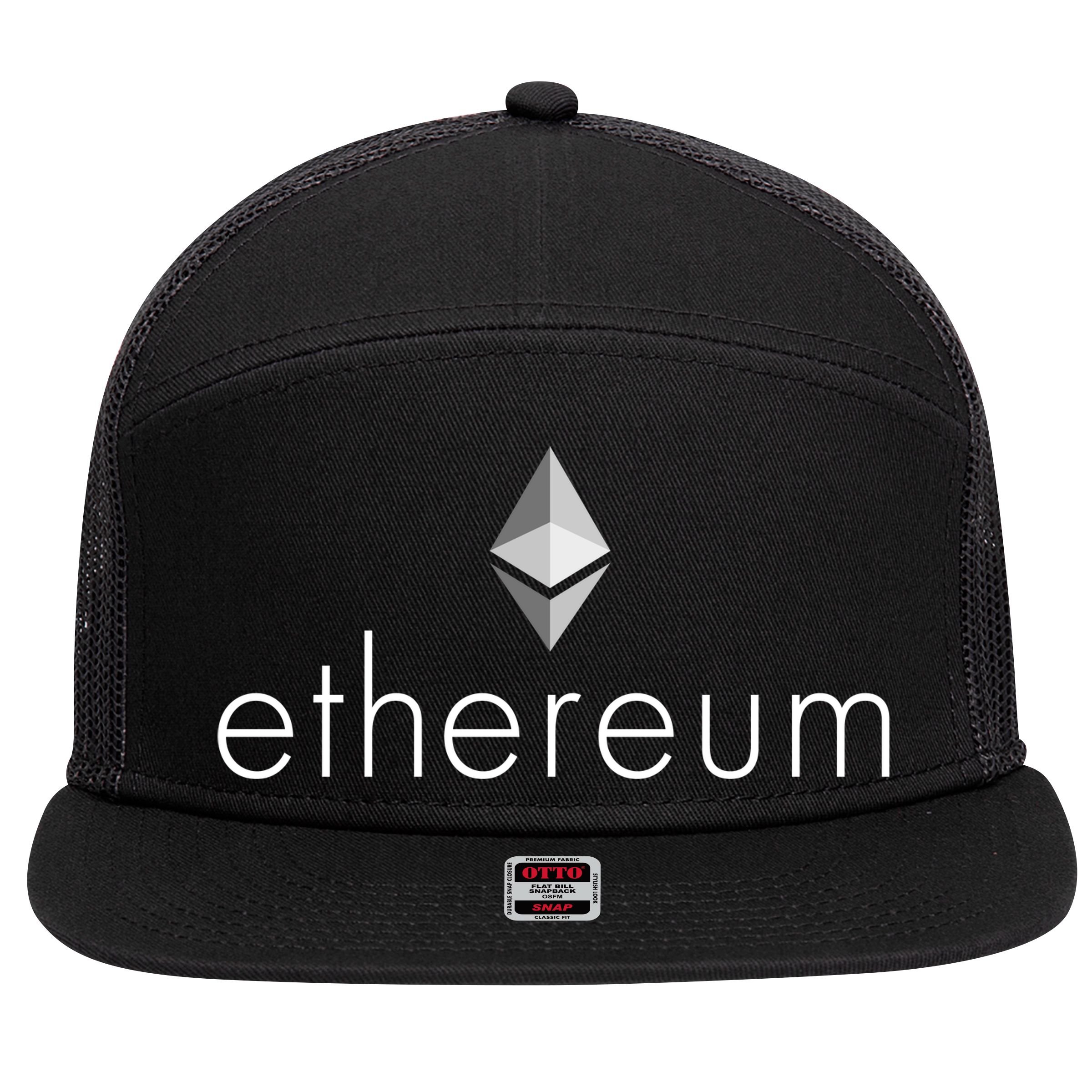 Ethereum Crypto Currency Logo 7 Panel Mesh Trucker Snapback Hat